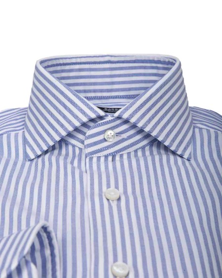 Shop BARBA  Shirt: Barba striped cotton shirt.
Italian collar.
Long sleeves.
Central buttoning.
Regular fit.
Composition: 100% Cotton.
Made in Italy.. 36066 2-BLU